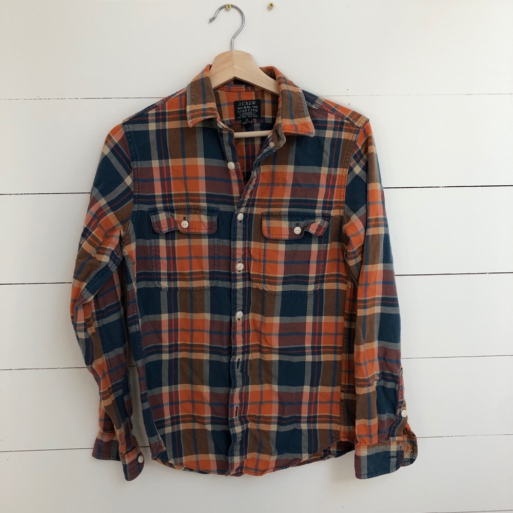 Men's JCREW flannel plaid button down size XS 🍁